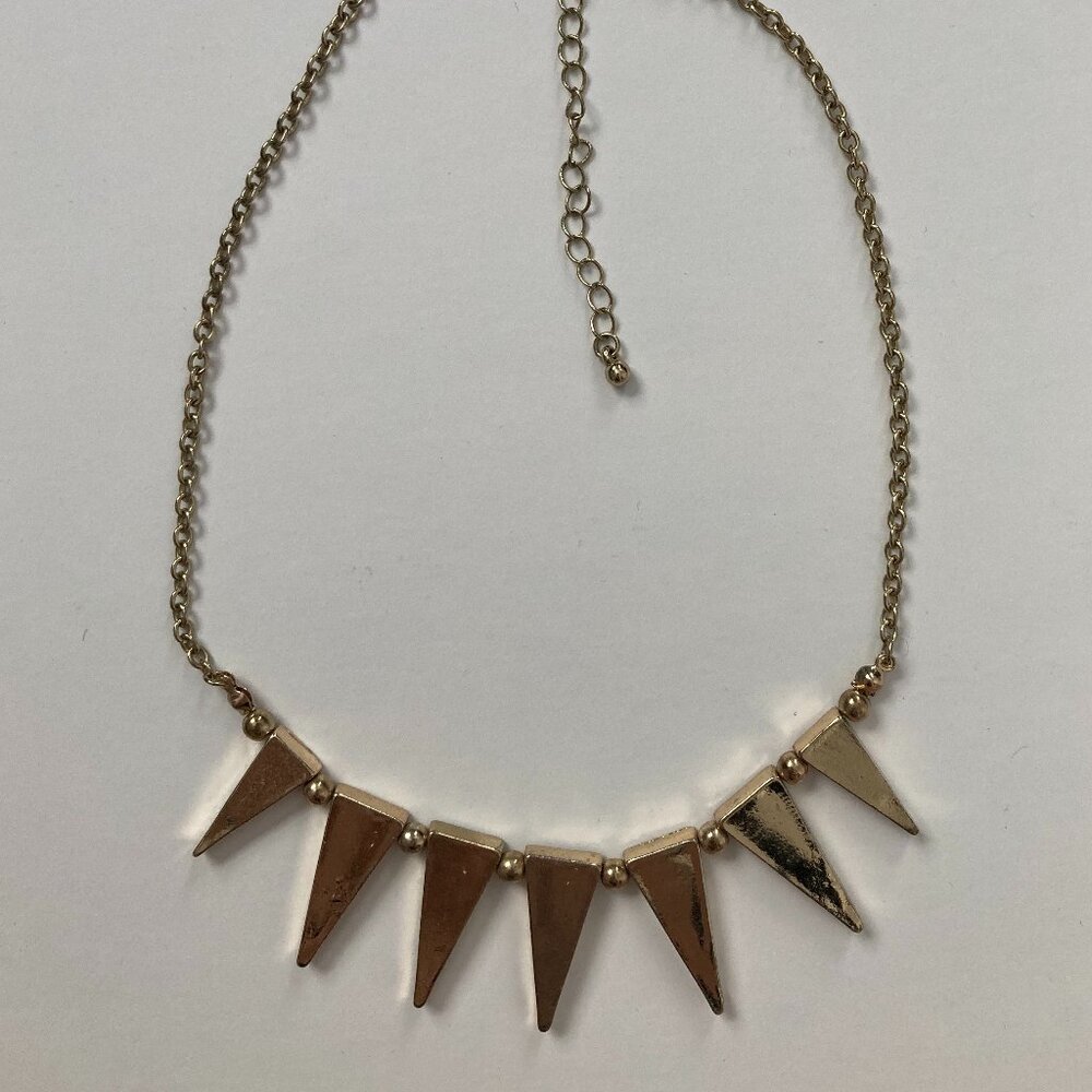 Gold Coloured Spiky Necklace with Beads